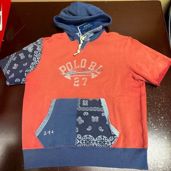 Polo Ralph Lauren Mens Blue Red Short Sleeve Logo Pullover